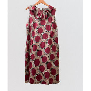 Mod Print Ruffle Collared Tank Dress